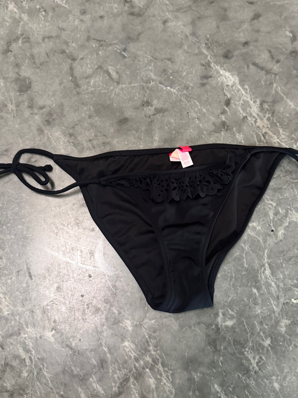 Y2K Victoria secret bathing suit bottoms Black Lace-Trim Bikini Bottom VTG 00’s